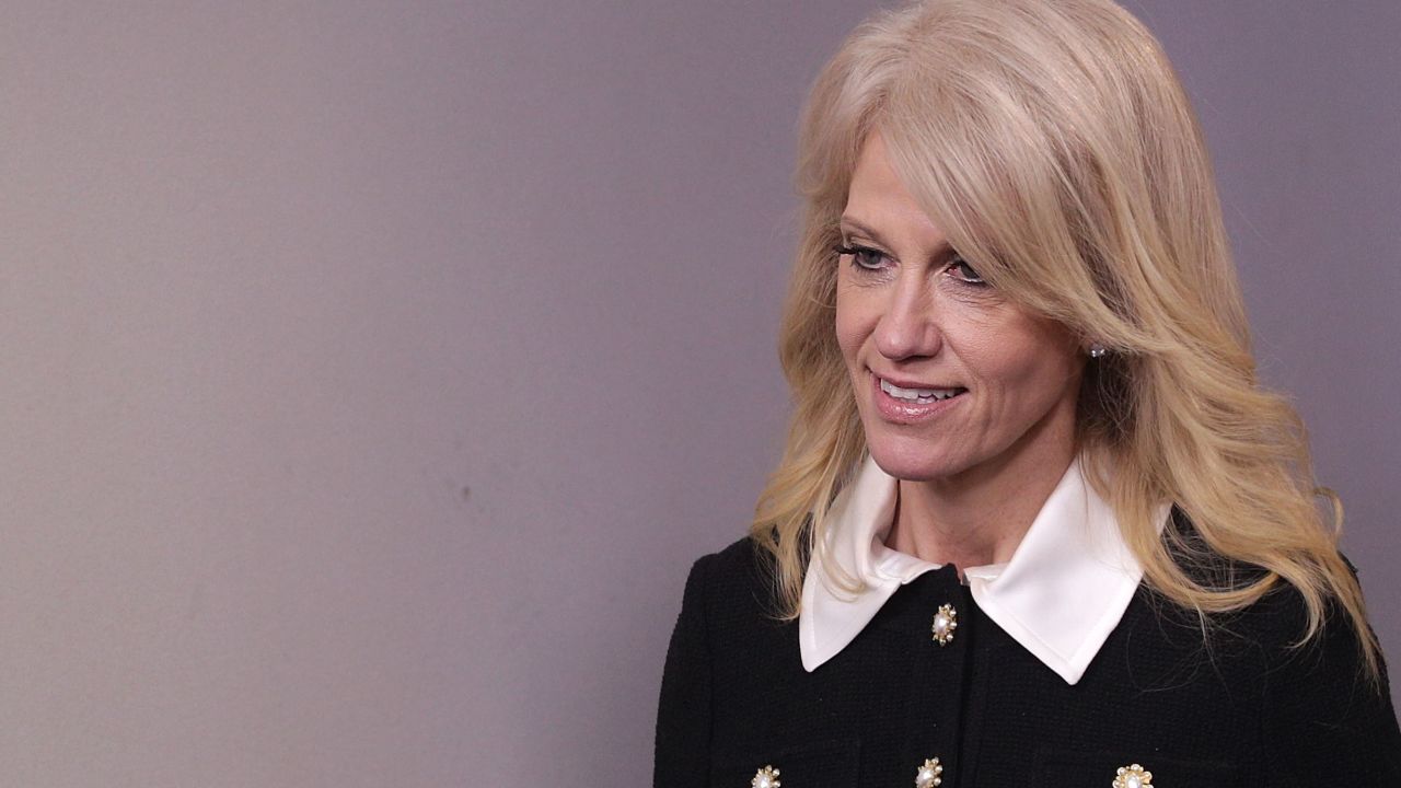 White House Counselor Kellyanne Conway enters the James Brady Press Briefing Room of the White House prior to a White House daily briefing March 14, 2017 in Washington, DC. Spicer held his daily briefing to answer questions from members of the White House Press Corps.