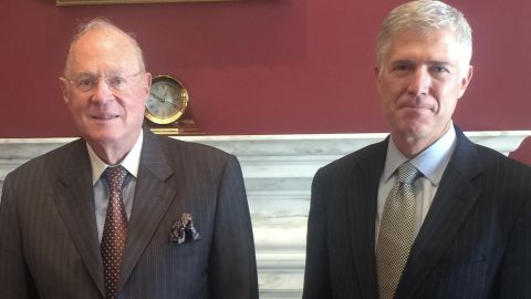 Justice Anthony Kennedy and Judge Neil Gorsuch. (Obtained by CNN)