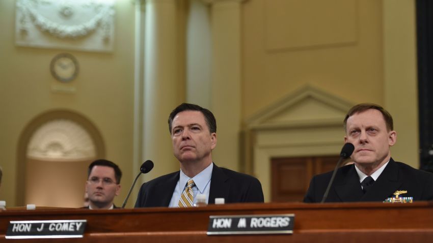 FBI Director James Comey and National Security Agency Director Mike Rogers are at the House Permanent Select Committee on Intelligence hearing on Russian actions during the 2016 election campaign on March 20, 2017.