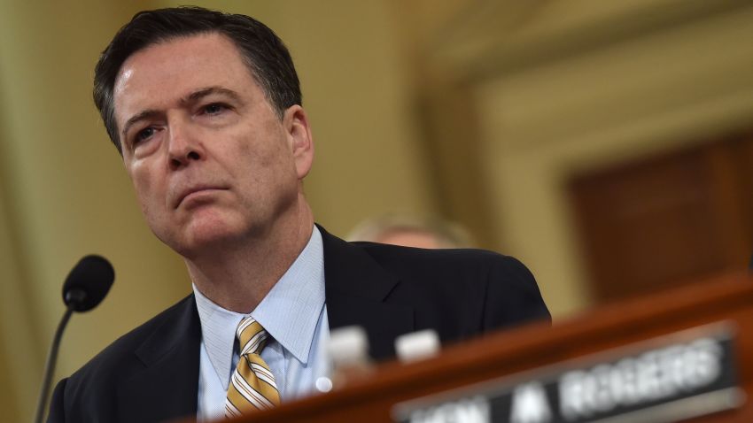 FBI Director James Comey looks on during the House Permanent Select Committee on Intelligence hearing on Russian actions during the 2016 election campaign on March 20, 2017.