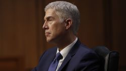 Supreme Court Justice nominee Neil Gorsuch listens on Capitol Hill on March 20, 2017, during his confirmation hearing before the Senate Judiciary Committee.