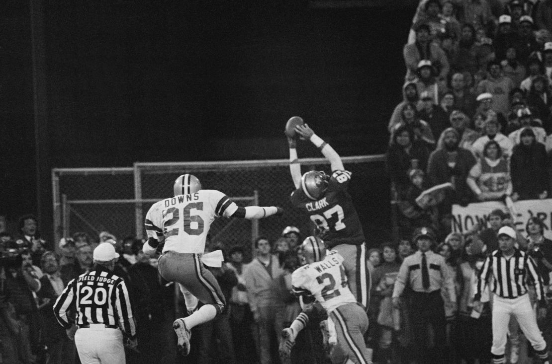 San Francisco 49ers Dwight Clark's iconic reception in 1982.