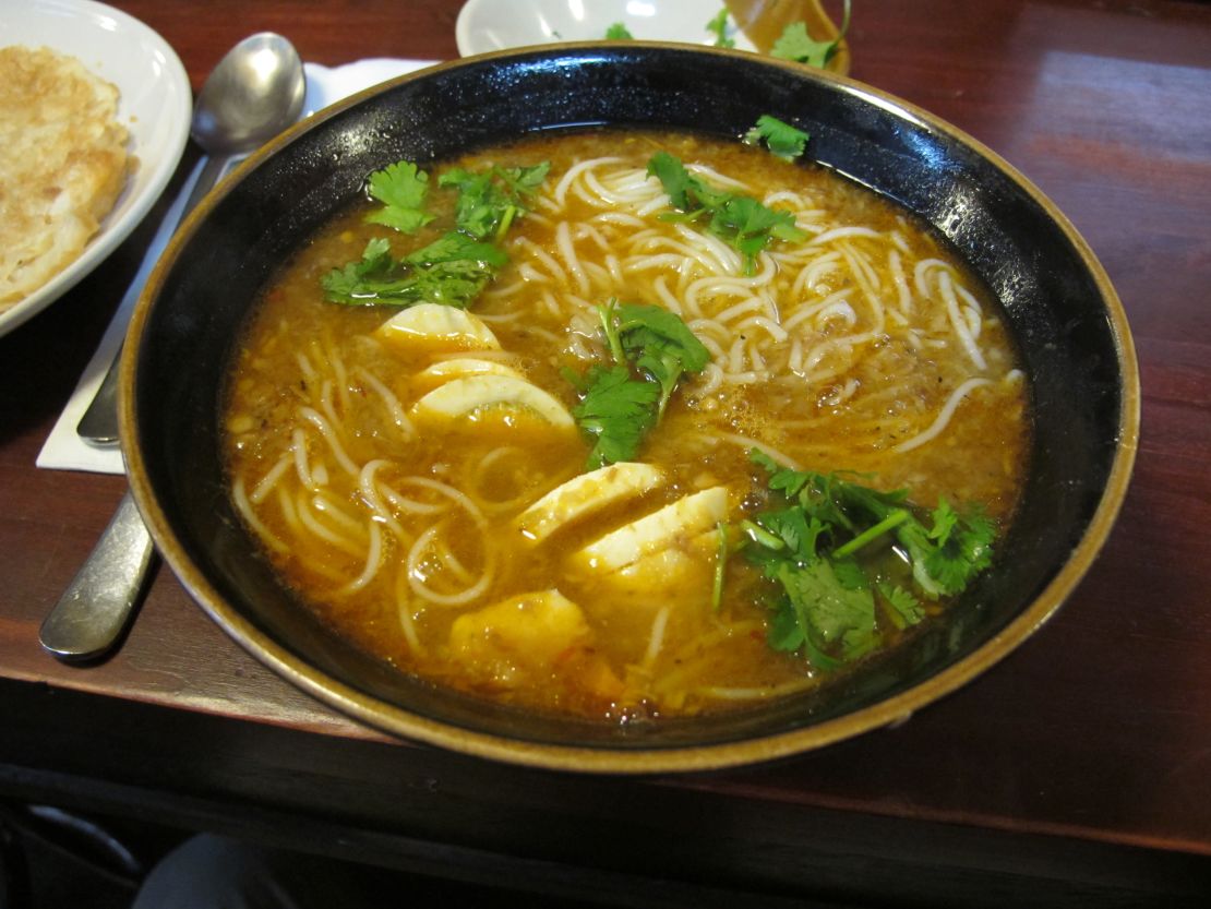 Rice noodles served in a hearty, herbal fish-and shallot-based broth, mohinga is often called Myanmar's national dish.