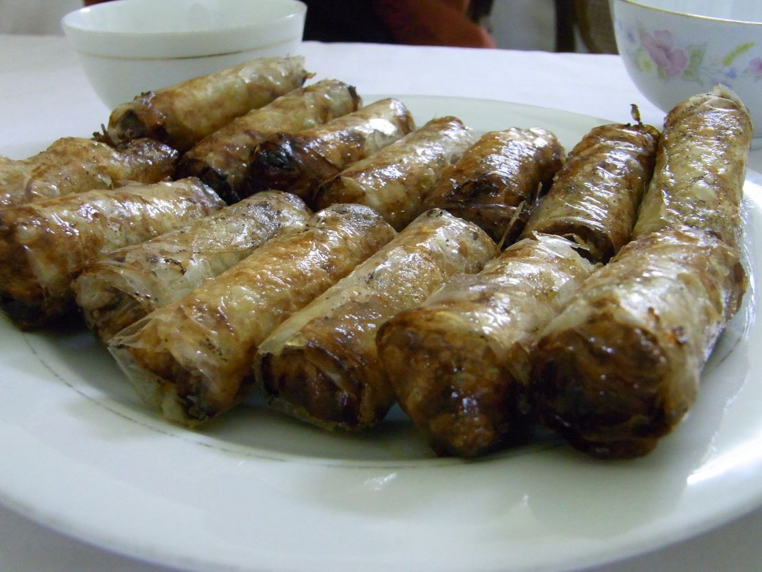 A deep-fried spring roll.