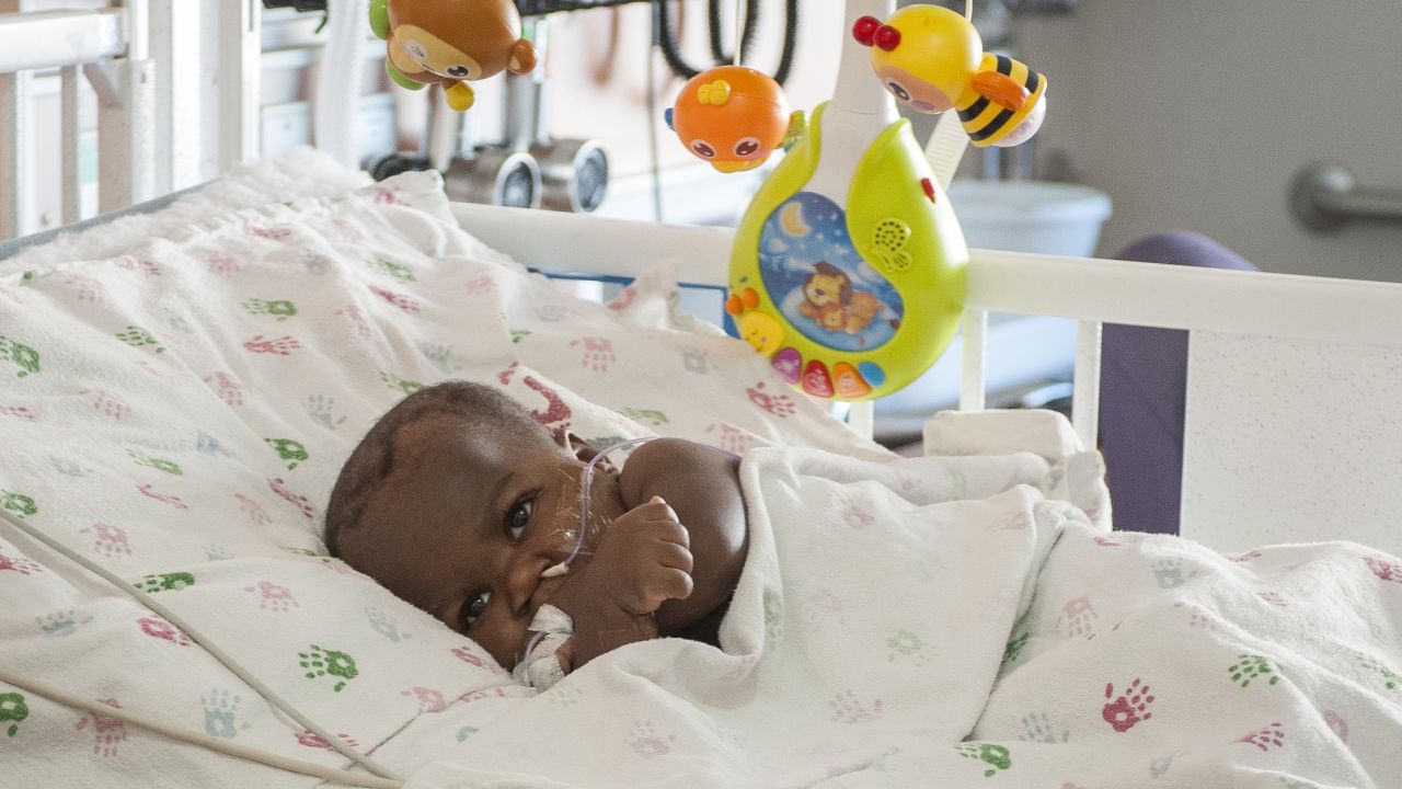 Baby Dominique in the hospital.