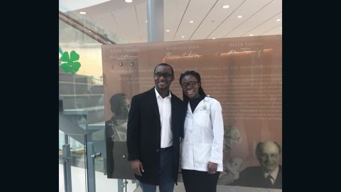 Nancy Abu-Bonsrah and her husband, Kwabena Yamoah, celebrate her match with Johns Hopkins Hospital for a neurosurgical residency. 