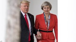 WASHINGTON, DC - JANUARY 27:  British Prime Minister Theresa May and U.S. President Donald Trump walk along The Colonnade of the West Wing at The White House on January 27, 2017 in Washington, DC. British Prime Minister Theresa May is on a two-day visit to the United States and will be the first world leader to meet with President Donald Trump.  (Photo by Christopher Furlong/Getty Images)