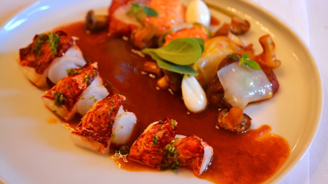 <strong>Lobster, girolles and tomatoes, Le Meurice Alain Ducasse: </strong>The perfectly balanced lobster, tomato and girolles mushrooms on the restaurant's lunch menu is a must-try. 