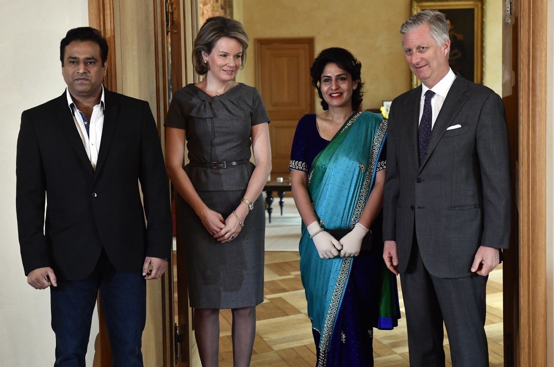 Chaphekar says it was an honor to meet King Philippe of Belgium (R) and Queen Mathilde (L) on March 20, 2017. 