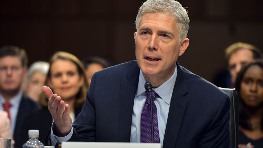 Neil M. Gorsuch testifies before the Senate Judiciary Committee on his nomination to be an associate justice of the US Supreme Court during a hearing in the Hart Senate Office Building in Washington, DC on March 21, 2017.