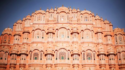 JAIPUR, INDIA - APRIL 08:  The Hawa Mahal is seen on April 8, 2010 in Jaipur, India. Hawa Mahal translated means "Palace of Winds" or ?Palace of the Breeze". (Photo by Mark Kolbe/Getty Images)