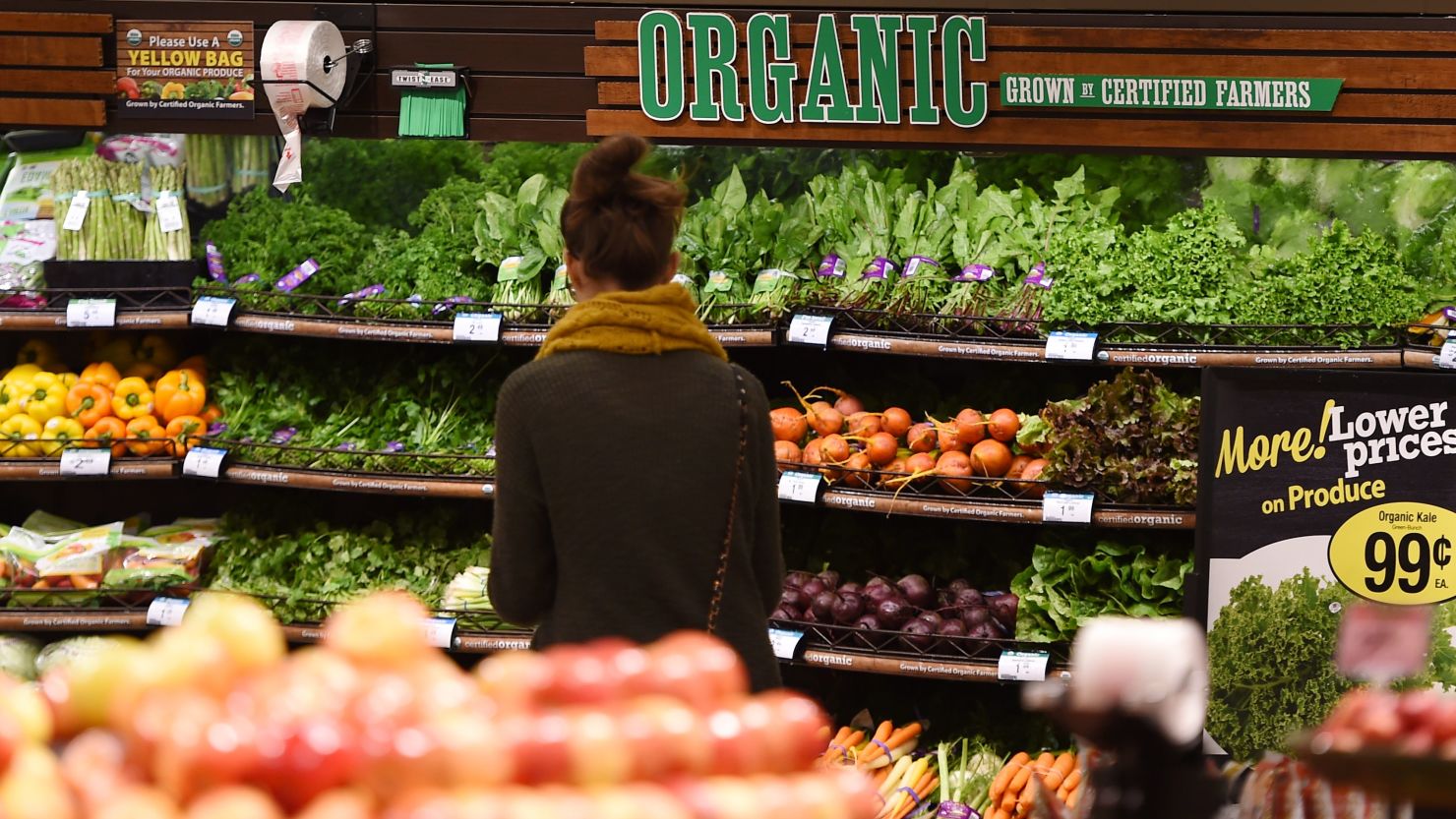 Organic produce for sale at a Ralph's Supermarket in California