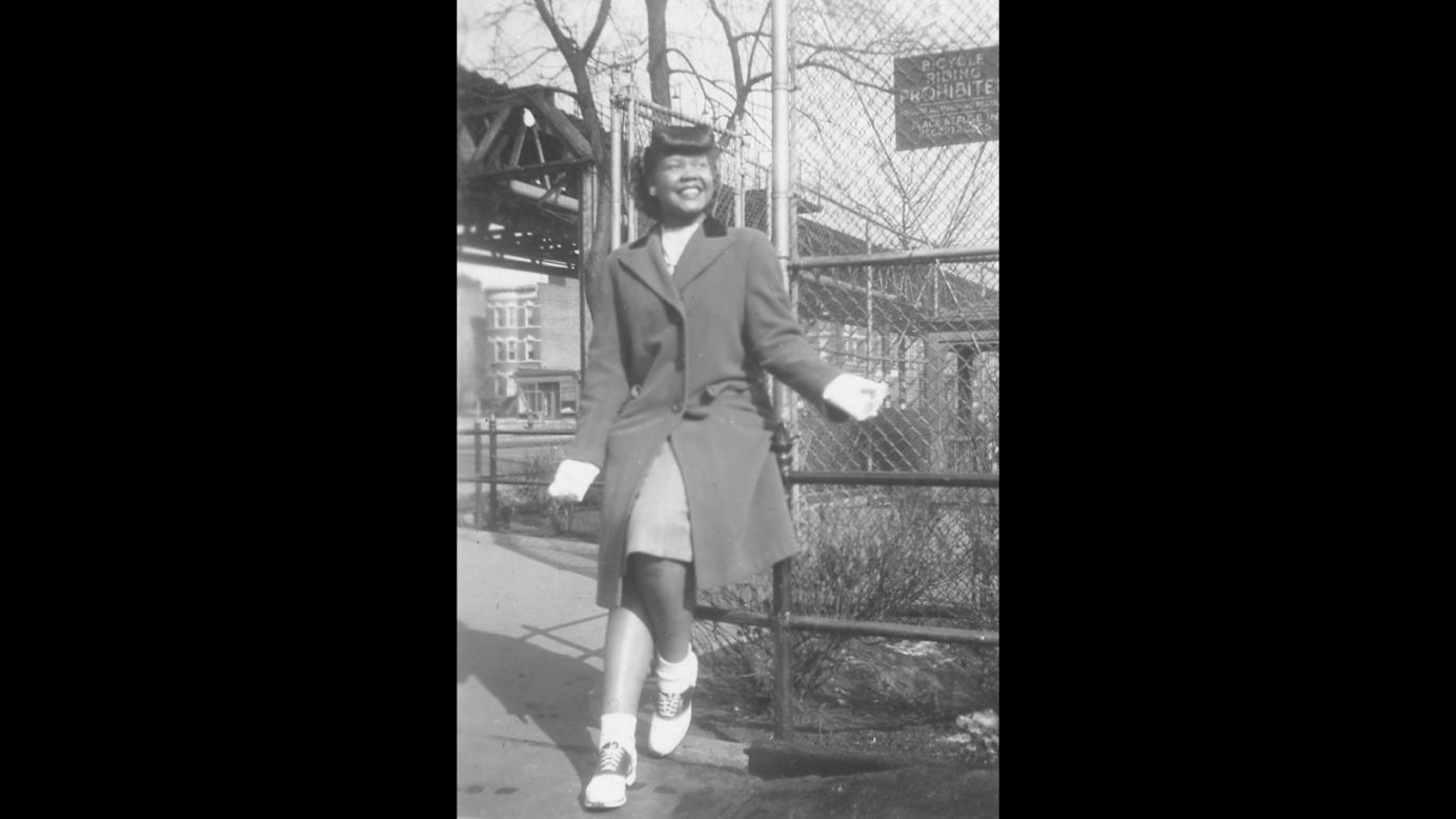 Laura Fitzpatrick poses in Brooklyn, New York, in the early 1940s. She was 16 at the time, said her son Dan Evans. From 1938-1948, Fitzpatrick photographed her friends and neighbors in Brooklyn and kept a detailed scrapbook of 500 photographs. Her remarkable photos, unseen by the public for years, are now part of the National Museum of African American History and Culture.