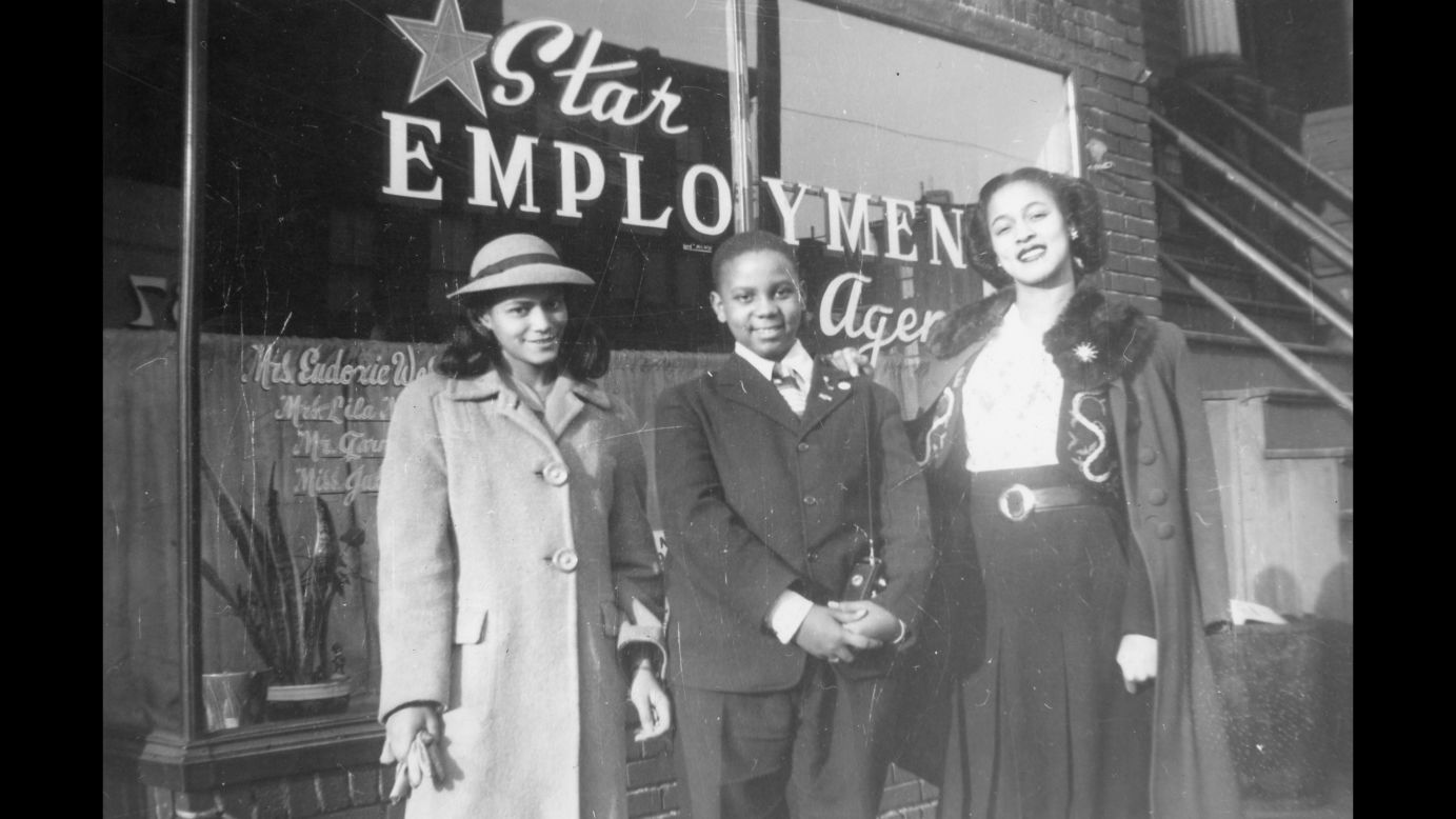 People stand outside an employment agency in 1944. Evans said times were tough for many African-Americans in the city, but the new generation was filled with hope. "They were in a position where their parents weren't," he said. "Where they were able to get a good education and go to that Star Employment Agency and say: 'Hey, we're ready to work. We're ready to become part of society and contribute. We want to be taxpayers.' They were in positions where they can go to high school, they can go to college."