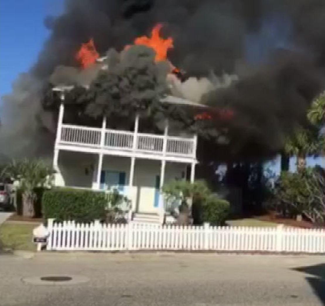 The Florida vacation home caught fire Monday morning. 