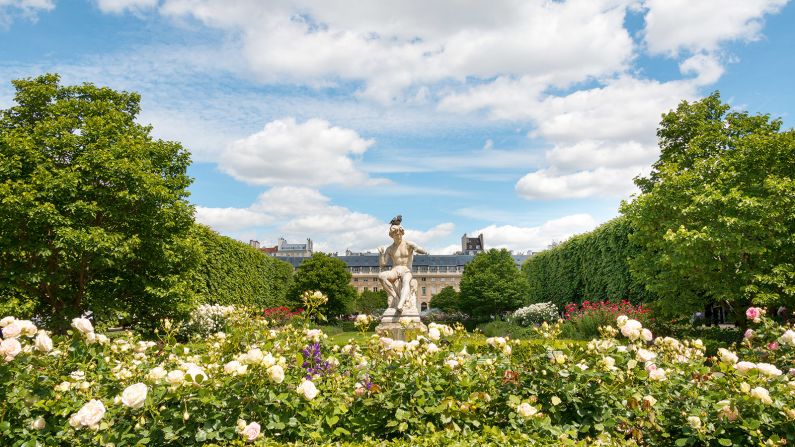 <strong>Blooming Palais Royal: </strong>The manicured lime trees and compact rose garden tucked within the arcades of the Palais Royal, near the Louvre Museum, is a favorite of Adrian Leeds, Paris property consultant and star of HGTV's "House Hunters International."