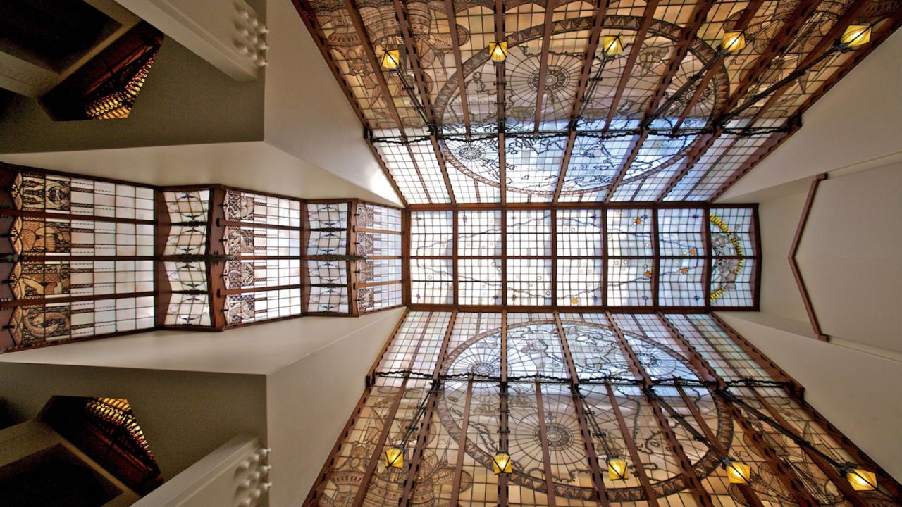 <strong>Grand Hotel Amrâth Amsterdam: </strong>The hotel pays tribute to its building's history with many maritime-themed designs -- including a stained glass ceiling with maps, astrological symbols and star constellations.