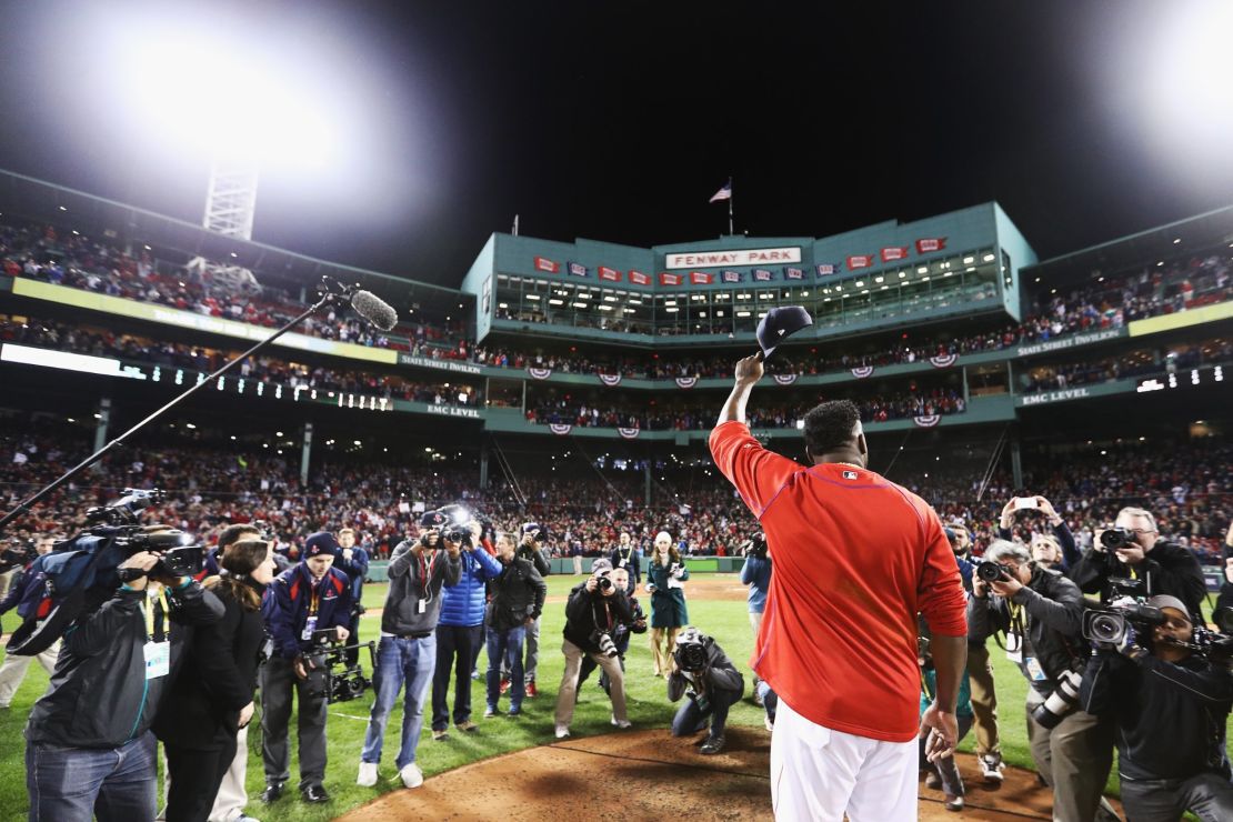 The Red Sox's David Ortiz after a game at Fenway Park in 2016.