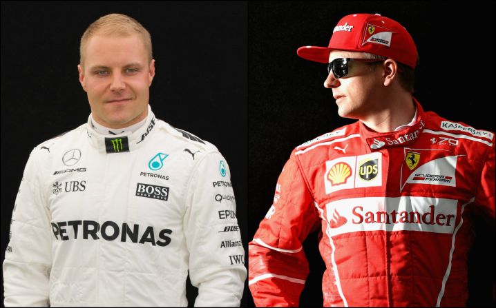 Valterri Bottas (left) and Kimi Raikkonen could make it a memorable Formula One season for Finland. 