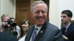 Chairman of the conservative House Freedom Caucus Mark Meadows, a North Carolina Republican, is seen on Capitol Hill in March 2017.