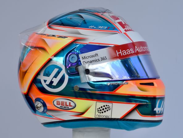 Ice-cool blue and fiery orange are this season's colors for the 30-year-old. Grosjean, who finished 13th in the drivers' championship last season, will partner Magnussen at Haas. 