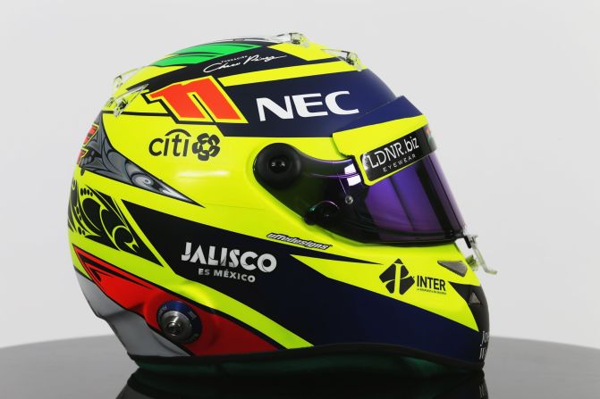 It'll be hard to miss Force India's Sergio Perez as he zips round the track in this arresting fluorescent number. 