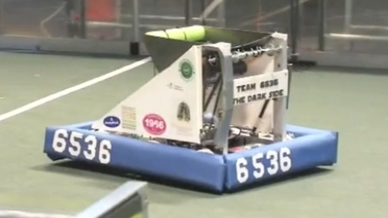 The Dark Side robot is steered by one of two students with sight on the team.