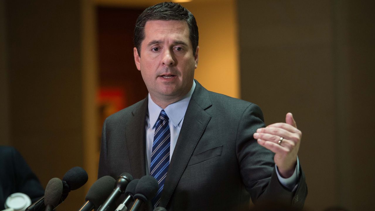 US Representative from California Devin Nunes, chairman of the House Intelligence Committee, speaks to the press about the investigation of Russian meddling in the 2016 presidential election on Capitol Hill in Washington, DC, on March 24, 2017.