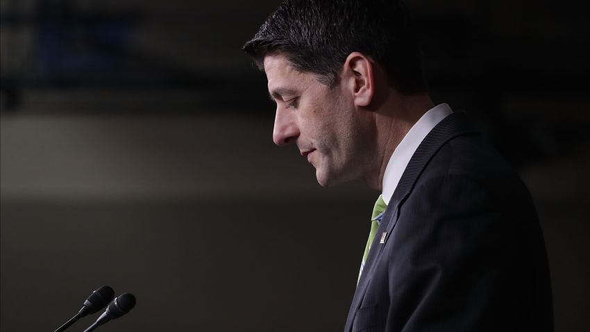 Speaker of the House Paul Ryan holds a news conference in the House Visitors Center following a Republican caucus meeting in the U.S. Capitol March 24, 2017 in Washington, DC. I
