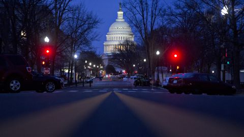 The Capitol building is seen before sunrise on Friday, March 24.
