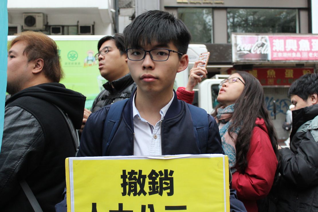 Hong Kong pro-democracy icon Joshua Wong led protests against the Chief Executive selection Sunday.