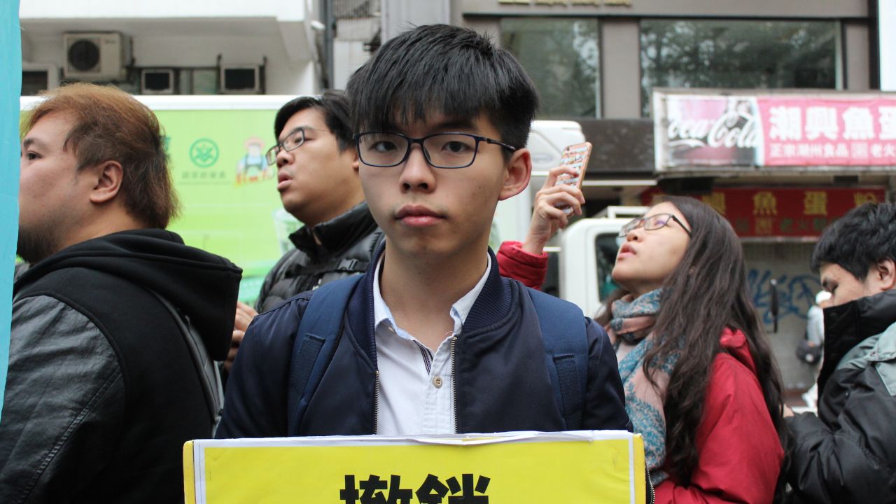 Hong Kong pro-democracy icon Joshua Wong led protests against the Chief Executive selection Sunday.