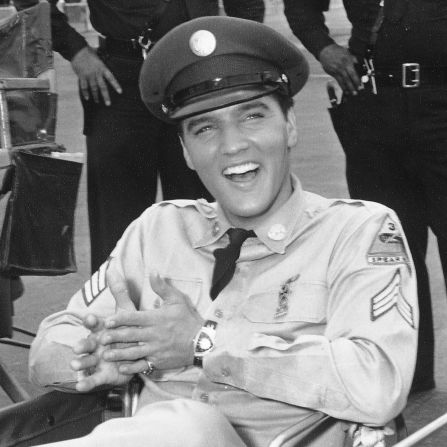 Elvis Presley on the set of "Blue Hawaii" (1961) wearing his Hamilton Ventura. Presley insisted on wearing his own watch, endowing it with horological immortality. The Hamilton Ventura is now the basis of an entire collection within the brand's catalog and it is, indeed, referred to by the singer's name. 