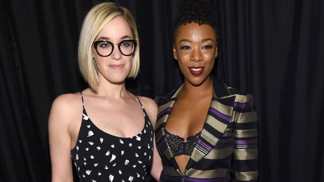 Writer Lauren Morelli and actress Samira Wiley met in 2012 on the set of "Orange Is the New Black." At the time, Morelli was married to a man and came to realize she was gay while working on the show. The two got engaged in 2016.