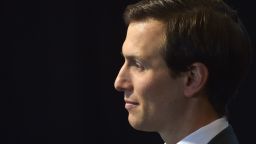 Jared Kushner, Senior Advisor to US President Donald Trump, listens as Trump delivers remarks to auto industry executives at American Center for Mobility in Ypsilanti, Michigan on March 15, 2017.