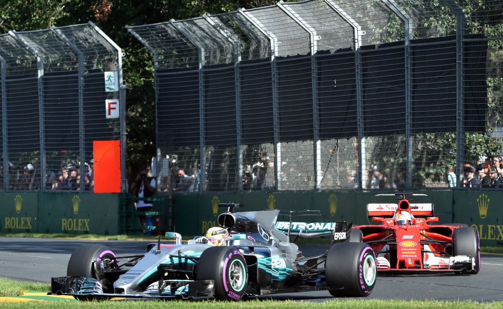 Three-time world champion Hamilton got caught in traffic after his pit stop, and was ultimately outpaced by Vettel's Ferrari during the 57-lap race.