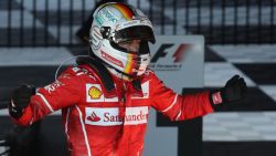 MELBOURNE, AUSTRALIA - MARCH 26:  Sebastian Vettel of Germany and Ferrari celebrates his win in parc ferme during the Australian Formula One Grand Prix at Albert Park on March 26, 2017 in Melbourne, Australia.  (Photo by Robert Cianflone/Getty Images)