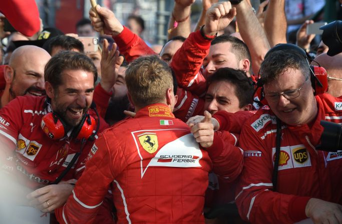 Vettel's emphatic win, combined with teammate Kimi Raikkonen's fourth place in Melbourne, means Ferrari tops the constructors' standings for the first time since 2012. 