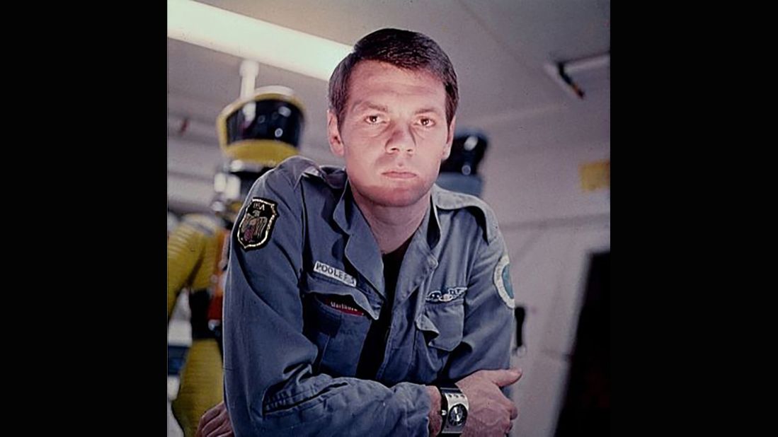Gary Lockwood as astronaut Frank Poole in "2001: A Space Odyssey." The brand Hamilton was commissioned to come up with the watch design for the film, sticking to an analogue watch face despite the film's futuristic aesthetic. 