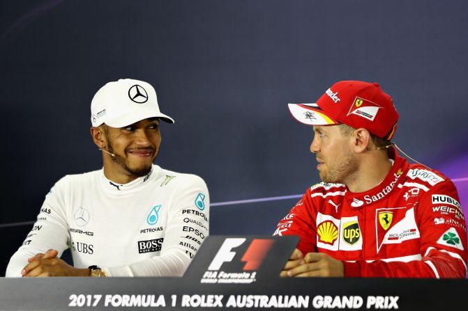 Hamilton (left) is still confident he can beat Vettel (right) over the season but says it will be tough. "(This result) shows we are going to have a race on our hands, which we are very happy to have, which is great for the fans," Hamilton said. <br />