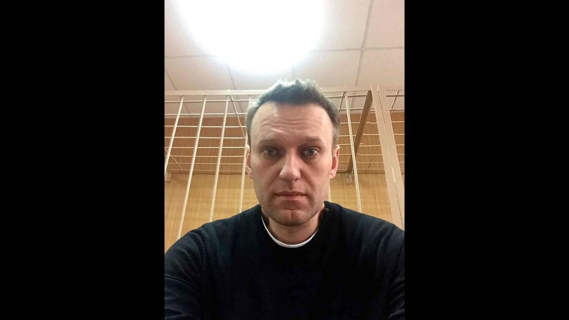 Navalny posted this selfie from court with the words: "The time will come when we will judge them." 