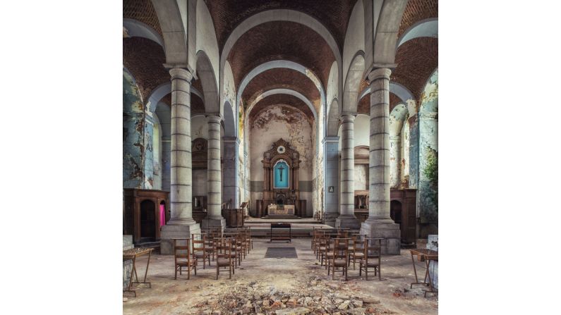 "I like the fact they're hidden spaces that not many people know about," she says. This abandoned church, in a small Belgian town was particularly difficult to get to -- Soden had to crawl through a shattered glass window. 