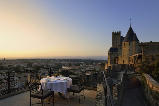 <strong>Hôtel de la Cité</strong> -- This 1909 hotel sits inside the walls of the medieval fortified city of Carcassonne in southern France. Though not a castle itself, the hotel provides an immersive fortress experience.