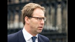 British Conservative Party politician Tobias Ellwood, who gave first aid to the fatally wounded police officer Keith Palmer, one of the casualties of the March 22 London terror attack, arrives at the Houses of Parliament in central London on March 24, 2017.At least four people were killed and 40 injured after being run over and stabbed in a lightning attack at the gates of British democracy attributed by police to "Islamist-related terrorism". In the immediate aftermath of the attack on March 22 foreign Office minister Tobias Ellwood was pictured with his face smeared with blood helping to give first aid to a fatally wounded police officer just inside the Parliamentary Estate. / AFP PHOTO / CHRIS J RATCLIFFE        (Photo credit should read CHRIS J RATCLIFFE/AFP/Getty Images)
