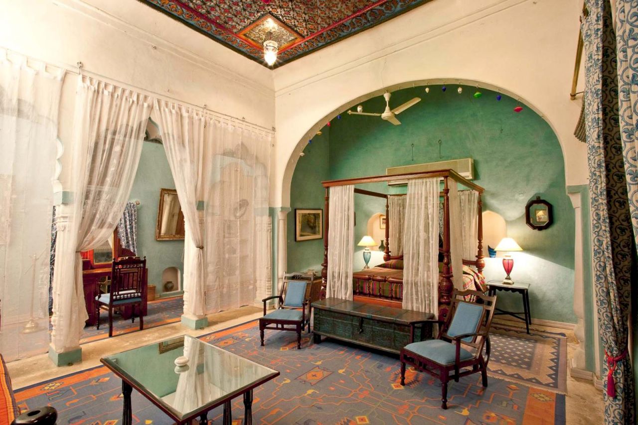 Neemrana Fort-Palace boasts luxurious rooms, two pools and an Ayurvedic spa.