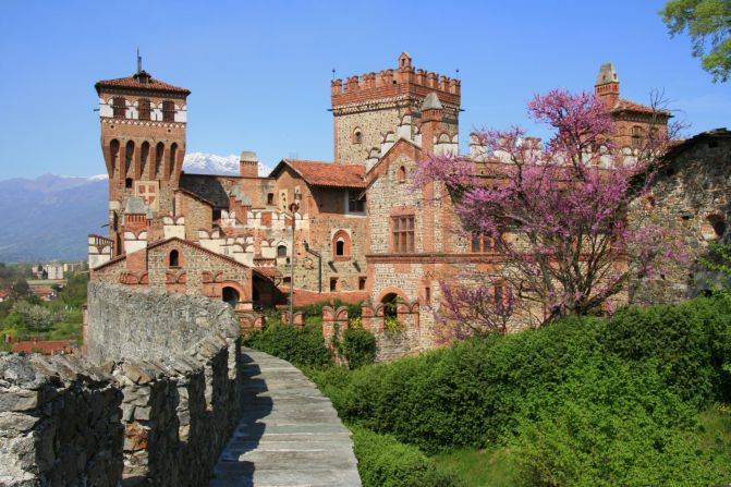 <strong>Castello di Pavone</strong> -- Castello di Pavone is perched at the very top of a hill and sheltered by 9th-century walls in Pavone Canavese, Italy.