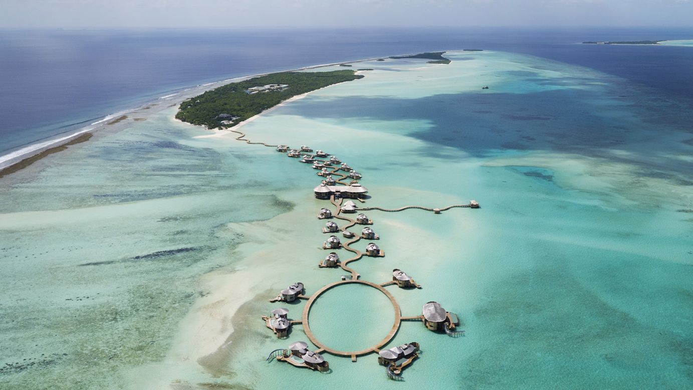 <strong>Soneva Jani (Maldives): </strong>One of the world's most beautiful hotels, Soneva Jani features over-water villas with retractable roof, slides to transport guests to the lagoon, an observatory and an outdoor floating cinema. 