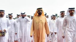 UAE Prime Minister and Ruler of Dubai Sheikh Mohammed bin Rashid al-Maktoum arrives to visit the Meydan Racecourse on March 25, 2017 in Dubai. / AFP PHOTO / Abdulqader  AL-ANI        (Photo credit should read ABDULQADER  AL-ANI/AFP/Getty Images)