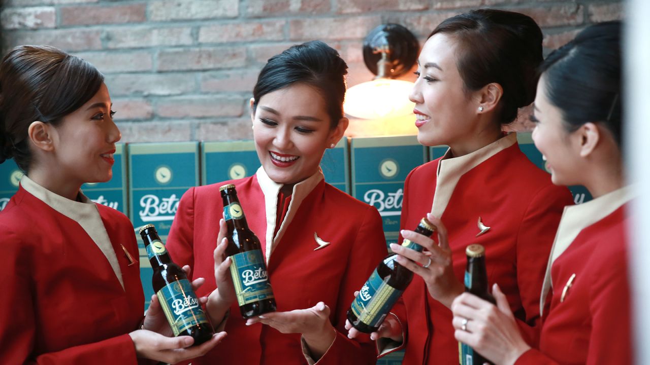 <strong>Cathay Pacific's Betsy Beer: </strong>Named after the airline's first plane -- a 1940s Douglas DC-3 -- Betsy is an unfiltered wheat-based beer made with pilsner, featuring Hong Kong honey, longan fruit and English Fuggle hops.