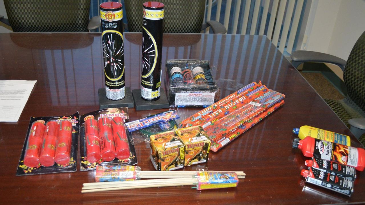 Police found fireworks and bomb-making materials at the house.